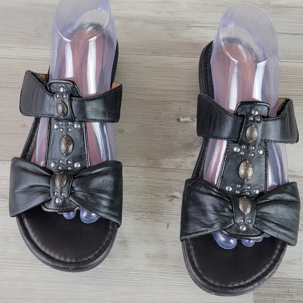 Clarks Artisan Jandi Gem Soft Black Leather Slide Sandal 9W - Picture 3 of 16